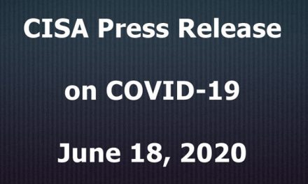 CISA Press Release on COVID-19; June 18, 2020